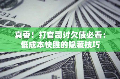 武汉真香！打官司讨欠债必看：低成本快胜的隐藏技巧